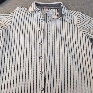 Distortion Black and White Striped Button-Down Shirt